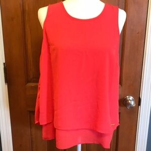 MICHAEL KORS Layered Coral Sleeveless Top Size Large